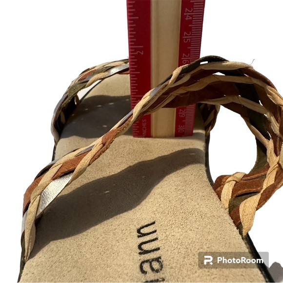 BERKEMANN TREIST MULTI-COLORED DOUBLE BRAIDED STRAP SLIDES MULES SANDALS Sz8 - Picture 10 of 12